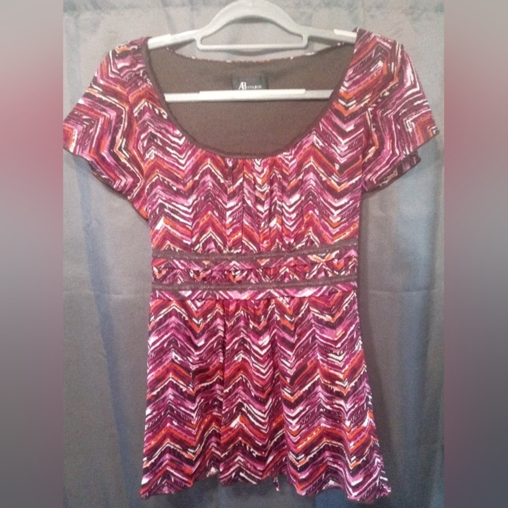 AB Studio Cap Sleeve Fitted Blouse Multicolor